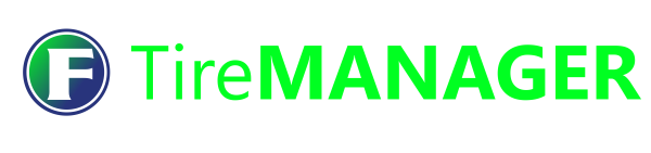Et logo med en grøn og blå cirkel med et F i midten og en limegrøn tekst, der siger tire manager.